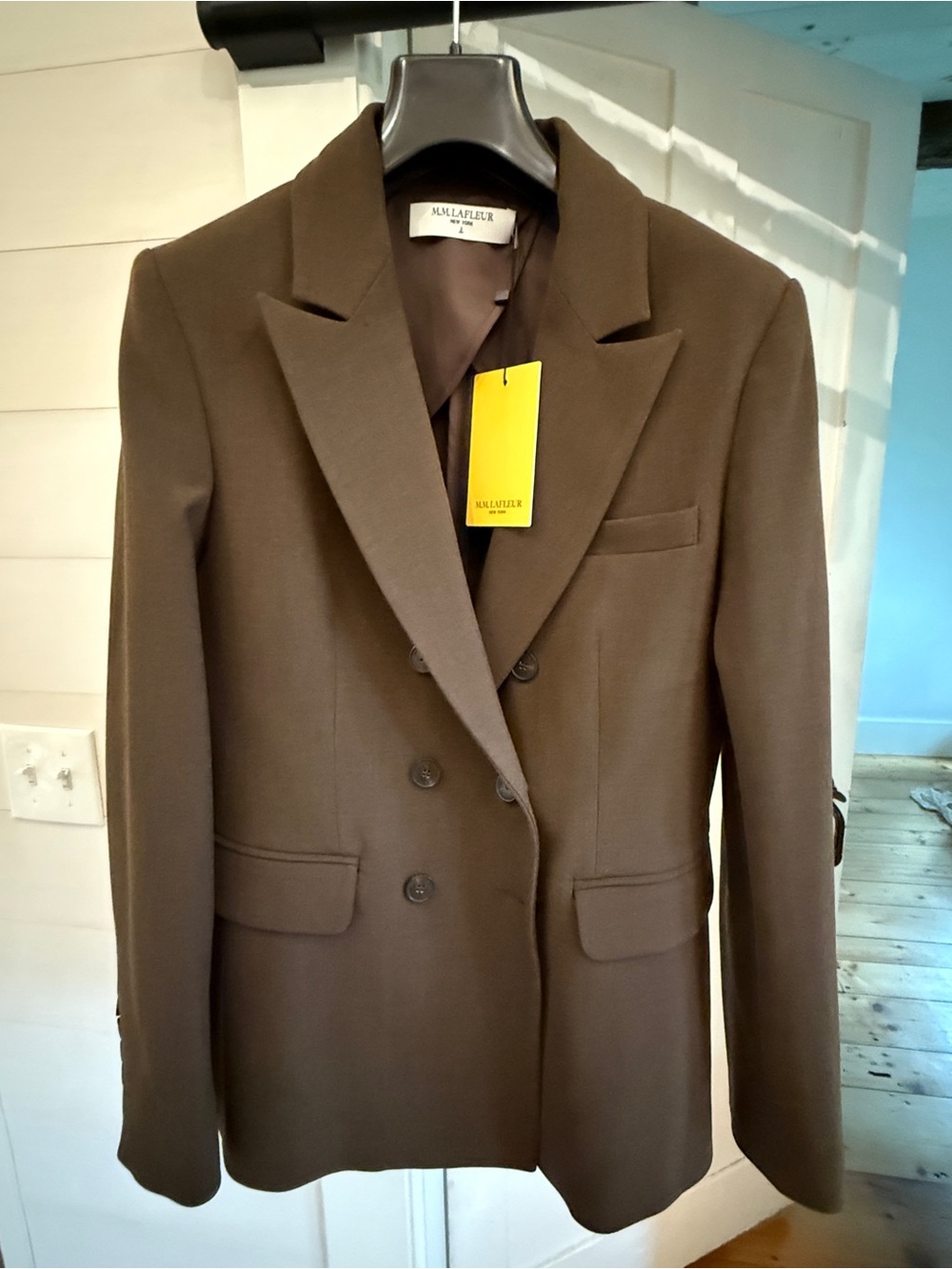 NWT 2025 MM Lafleur Olive-Brown Double-Breasted Blazer